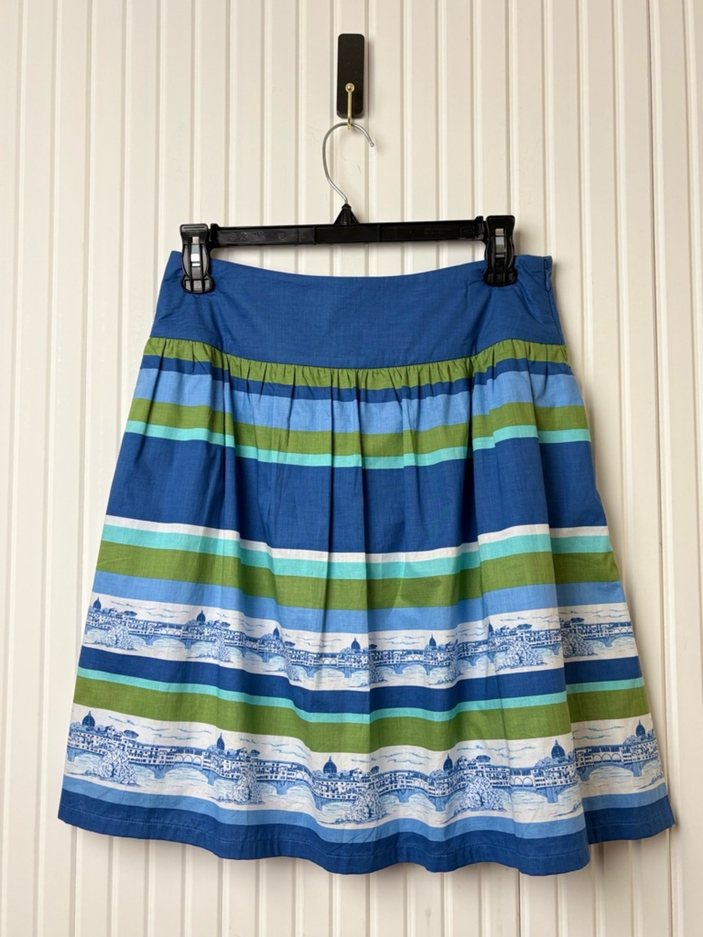 Garnet Hill Striped Florence Print Midi Skirt 4P Spring Summer Italy Vacation